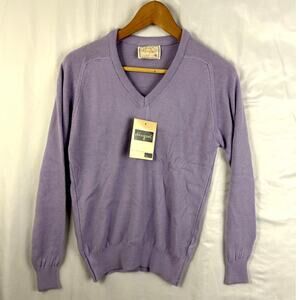 VTG Lady Hogan Sweater Small S Lavender V-Neck Pullover NWT Golf Made USA